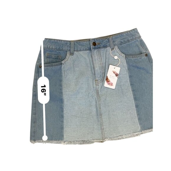 CHELSEA VIOLET Patchwork Denim Mini Skirt cotton sz 27 retro 70s boho - Picture 3 of 7